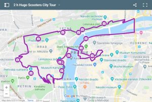 Viewpoints of Prague on e-Scooters tour map