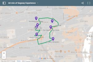 Prague Segway Experience tour route map